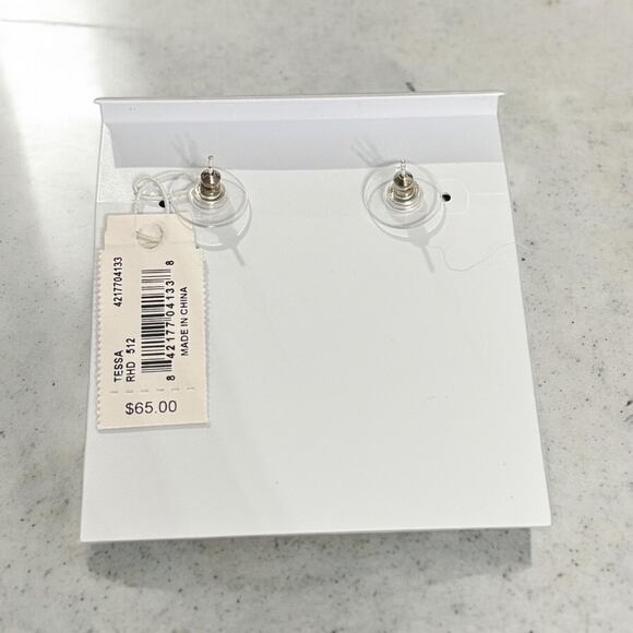 NWT! Kendra Scott Tessa Silver Stud Earrings in Dichroic Glass - Picture 3 of 5